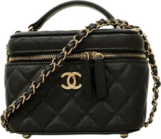 Chanel Black Grained Calfskin Vanity Bag (Pre-Owned)