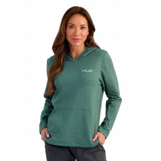Huk Coldfront Pullover Hoodie In North Atlantic Heather