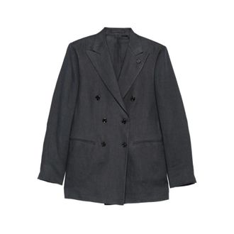 Lardini Blazers, female, Black, Size: XL Double-Breasted Jacket