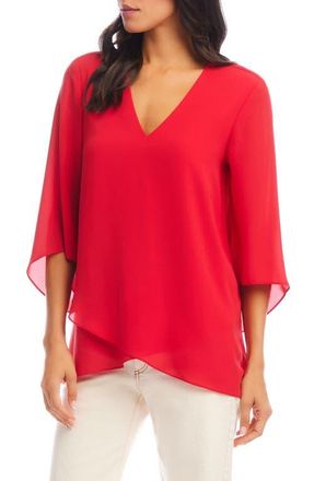 Karen Kane Asymmetrical Crepe Top in Red at Nordstrom, Size X-Small