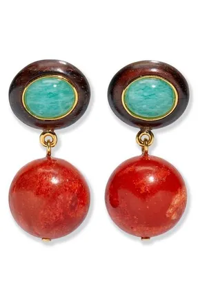 Lizzie Fortunato Laurel Semiprecious Stone Drop Earrings in Red Multi at Nordstrom