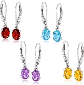 Ross-Simons Multi-Gemstone Jewelry Set: 4 Pairs Of Drop Earrings in Sterling Silver