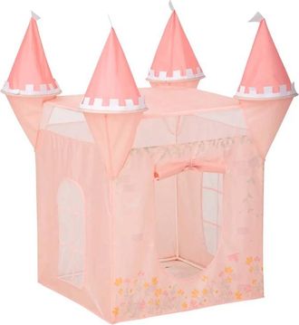 Muemue Caba&ntilde;a de juego castillo poli&eacute;ster rosa 130x78x78cm