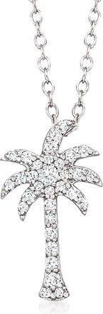 Ross-Simons Diamond Palm Tree Pendant Necklace in Sterling Silver