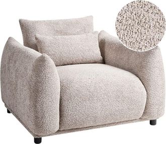 Beliani Beliani - Armchair Living Room Seating Backrest Boucle Upholstery Black Legs Beige Jamsa