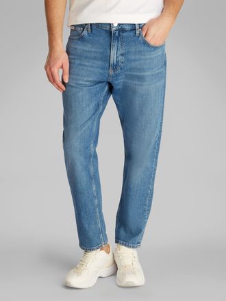 Calvin Klein Jeans Tapered-fit-Jeans CALVIN KLEIN JEANS Dad Jeans, Herren, Gr. 32, N-Gr, blau (denim medium), Denim/Jeans, Obermaterial: 99% Baumwolle, 1% Elasthan, unif