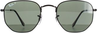 Ray-Ban Square Polished Black Green Polarized Hexagonal RB3548N