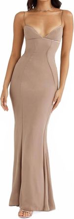 House of CB Loren Latte Corset Maxi Dress In Tan