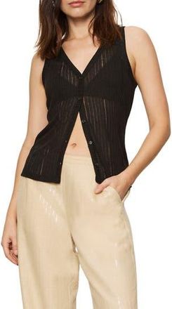 Sanctuary Rib Button Front Tank in Black at Nordstrom Rack, Size X-Small