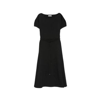 Christophe Lemaire Jurk met boothals en strikceintuur - Dames - Casual kleedjes - Zwart - S - Kleedjes