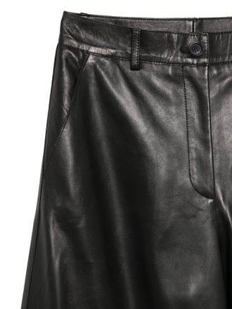Parosh Leather Wide-Leg Trousers - Black