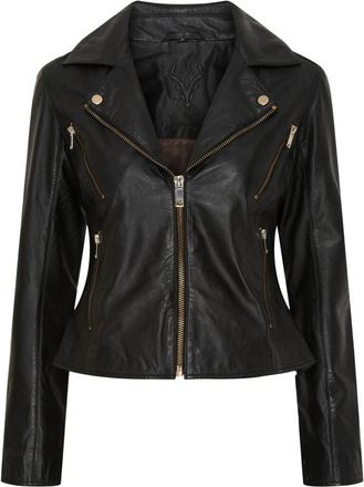 Notyz Leren jassen - Dames - Leren en Su&egrave;de Jassen - Zwart - M - Leer - Jassen