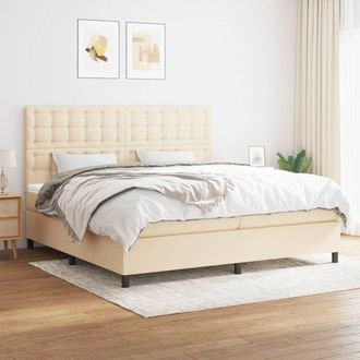 vidaXL Vidaxl - Cama Box Spring Con Colch&oacute;n Tela Color Crema 200x200 Cm