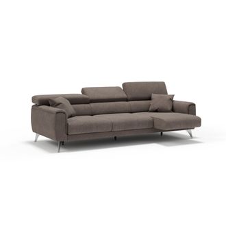 Divani.Store Divani.store - Caravaggio Sof&aacute; De 3 Plazas Extensibles Con Reposacabezas Ajustables En Tejido Impermeable 244 Cm Marr&oacute;n