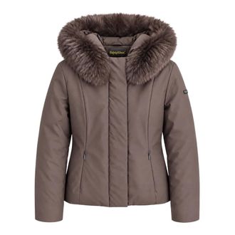 RefrigiWear Giubbotto corto con pelliccia e cappuccio - - Jackets - Donna - Marrone - M