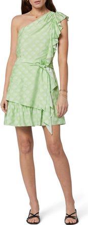 Joie Nerea Paisley One-Shoulder Dress in Quiet Green And Porcelain at Nordstrom, Size 4
