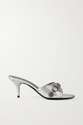 Balenciaga Mule In Pelle Metallizzata Cagole - Argento