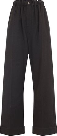 Carven Bark Brown Wool Pyjama Trousers-Donna