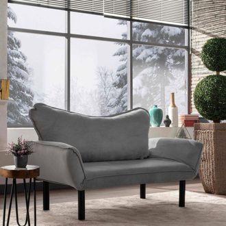 Dmora Sof&aacute; Cama 2 Plazas Hone, Con Almacenamiento, Reclinable, Reposabrazos, 140x65 Cm Gris