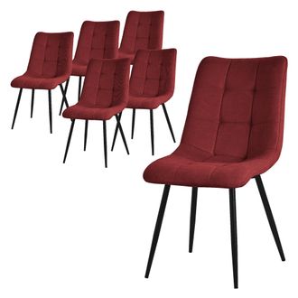 ML Design Ml-design - Juego De 6 Sillas De Comedor Color Rojo Asiento Acolchado Para Cocina O Sal&oacute;n Con Funda De Tela Y Patas De Acero Negro Sill&oacute;n Tapizado Sua