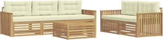 vidaXL Conjunto De Sof&aacute;s De Exterior 6 Uds. Blanco Y Crema Vidaxl