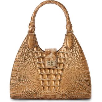 Brahmin Adrian Croc Embossed Leather Shoulder Bag in Driftwood at Nordstrom
