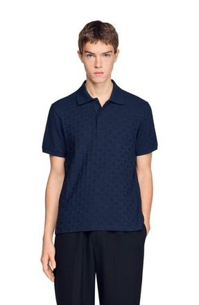 Sandro Square Cross jacquard polo shirt in Midnight Blue at Nordstrom, Size Xx-Large