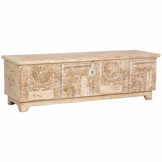 Wanderlust Deco Baul De Madera Artesanal Blanco 150x45x46h Cm