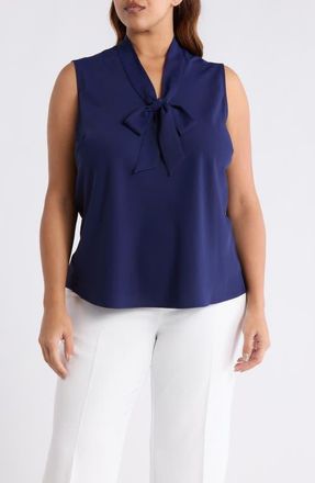 Kasper Sleeveless Tie Front Top in Kasper Navy at Nordstrom, Size 2 X