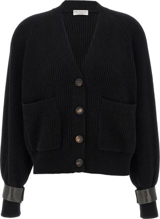 Brunello Cucinelli Cardigan a coste - Nero