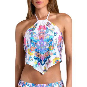 Sunshine 79 Butterfly Halter Tankini Top in Multi at Nordstrom, Size 12