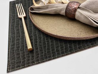 Frieling Davanti by Frieling Crocodile Placemats Set of 6, Rectangular 16.5 x 12.5 Inch Indoor Outdoor Table Placemats