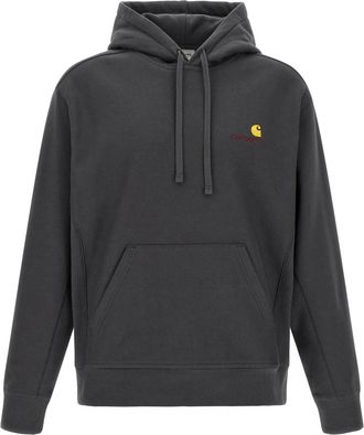 Carhartt Work in Progress Hooded American Script Sweatshirt - Heren - Hoodies - Grijs - L - Katoen - Hoodies & sweatvesten