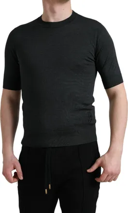 Dolce & Gabbana Mens Dark Gray Crew Neck Short Sleeves T-Shirt Silk