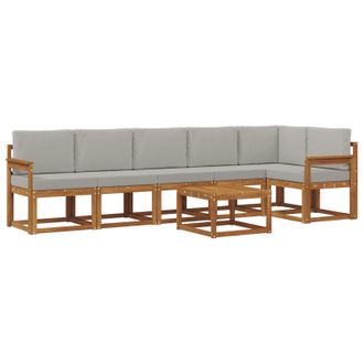 vidaXL Conjunto De Sof&aacute;s De Exterior 7 Pcs Gris Natural Y Claro Vidaxl