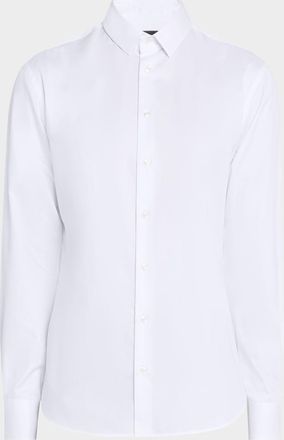 Giorgio Armani Mens Logan Piece-Dyed Cotton Sport Shirt