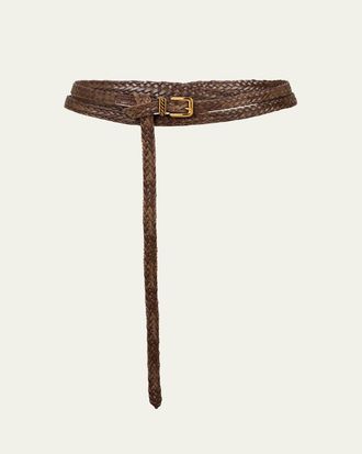 Etro Woven Double-Wrap Leather Belt