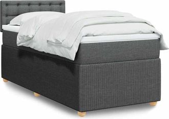 vidaXL Cama Box Spring Con Colch&oacute;n Tela Gris Oscuro 90x190 Cm Vidaxl