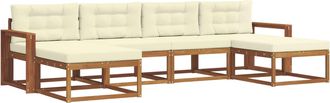 vidaXL Conjunto De Sof&aacute;s De Exterior 6 Uds. Natural Y Crema Vidaxl