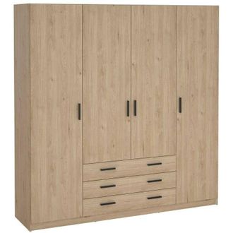 Dmora Dmora - Gran Armario Frances, Muebles de dormitorio, Vestidor, Armario de ropa, 196x50 h200 cm, Roble