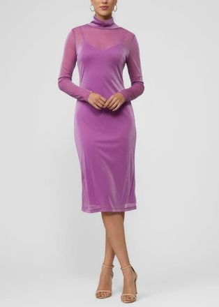 Rachel Roy Lydia Mock Neck Mesh Dress in Pink Quartz at Nordstrom, Size X-Small