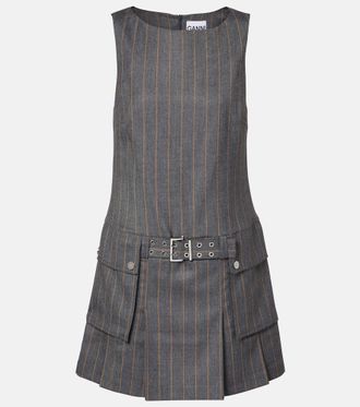 Ganni Belted pinstripe minidress