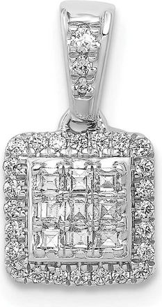 Diamond2Deal 14k White Gold 1/4 carat Diamond Square Halo Cluster Pendant