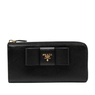 Prada Pre-owned Wallets, female, Black, Size: ONE SIZE Pre-owned Saffiano Long Wallet