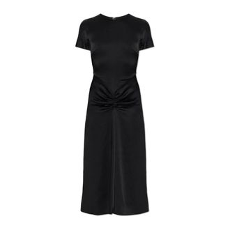 Victoria Beckham Midi Dresses, female, Black, Size: 2XS Asymmetric Draped Satin Midi Dress