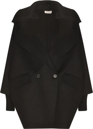 P.A.R.O.S.H. Parosh Coats Black - Dames - Mantel - Zwart - M - Leer - Jassen