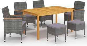 vidaXL Juego De Comedor De Jard&iacute;n De 7 Piezas Gris Vidaxl