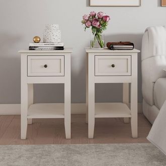 Melody Maison Pair Of One Drawer Bedside Tables - Rowley Pale Cream Range