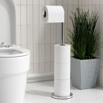 OEM Soporte Para Papel Higi&eacute;nico - Acero Inoxidable - Sin Perforaci&oacute;n - Capacidad 5 Rollos - Para Ba&ntilde;o Y Aseo - Plata Brillante