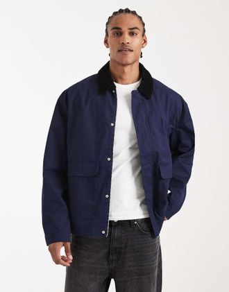 Asos Giacca barn blu navy con colletto a contrasto